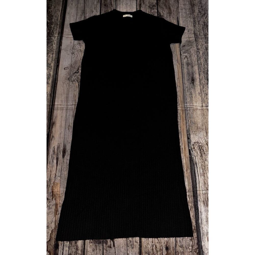 Zara Trafaluc Ribbed Black Dress Short Sleeve Fitted Small